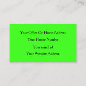 Neon Green Modern Professional Event Manager Cool Visitekaartje (Achterkant)
