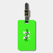 Neon Green Monogram Initiaal Aangepaste naam helde Bagagelabel (Voorkant verticaal)
