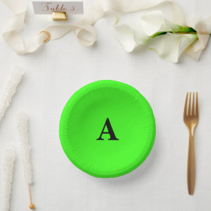 Neon Green Monogram Initiaal White Custom Modern Papieren Kommen