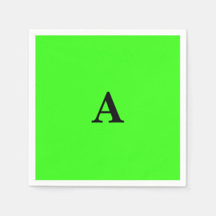 Neon Green Monogram Initiaal White Custom Modern Servet