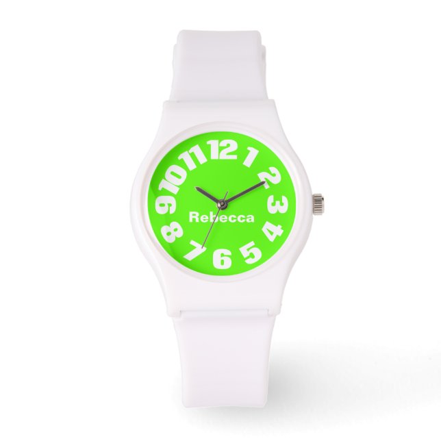 Neon Green montre féminine personnalisée (Recto)