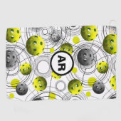 Neon Green Pickleballen Initialen Sweat Towel Golfhanddoek (Horizontaal)