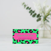 Neon Green Pink Leopard Visitekaartje (Staand voorkant)