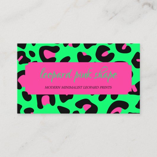 Neon Green Pink Leopard Visitekaartje (Voorkant)