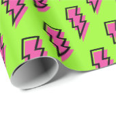 Neon Green & Pink Lightning Bolt Pattern (80/90) Cadeaupapier (Rol Hoek)
