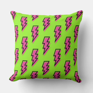 Neon Green & Pink Lightning Bolt Pattern (80/90) Kussen