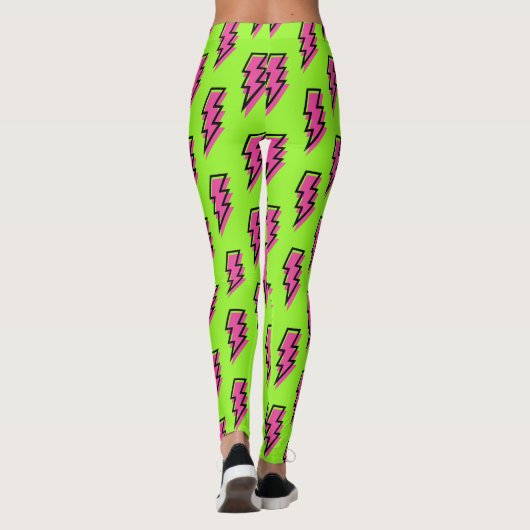 Neon Green & Pink Lightning Bolt Pattern (80/90) Leggings (Achterkant)