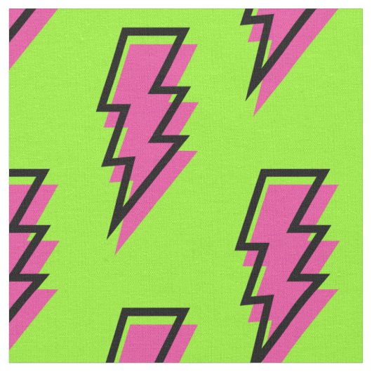 Neon Green & Pink Lightning Bolt Pattern (80/90) Stof (Close Up)