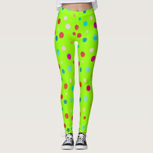 Neon Green Polka Dot Leggings (Voorkant)
