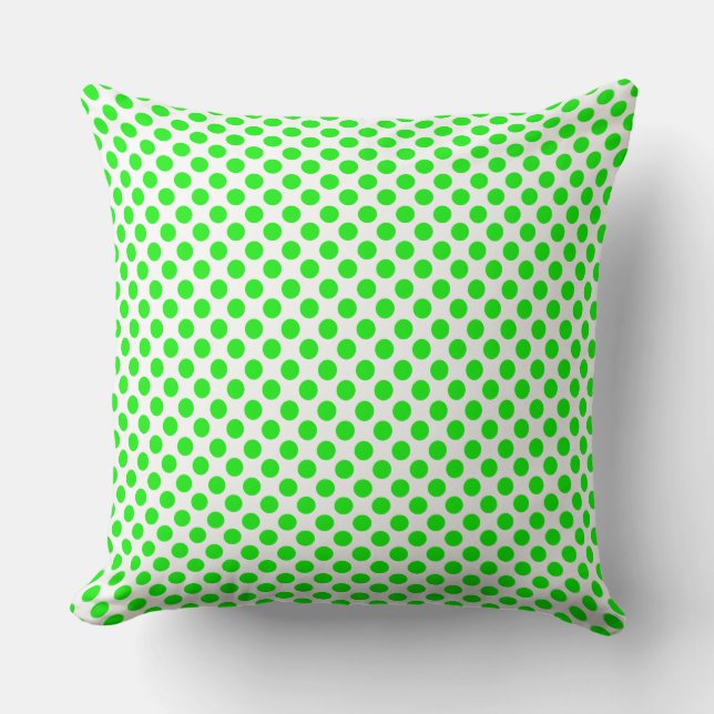Neon Green Polka/dotsThrow Pillow Kussen (Voorkant)