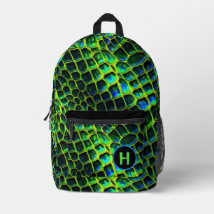 Neon Green Reptile Snake Monogram Bedrukte Rugzak