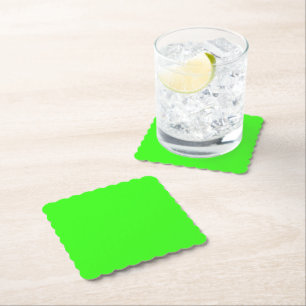 Neon Green Scalloped Square Kartonnen Onderzetters