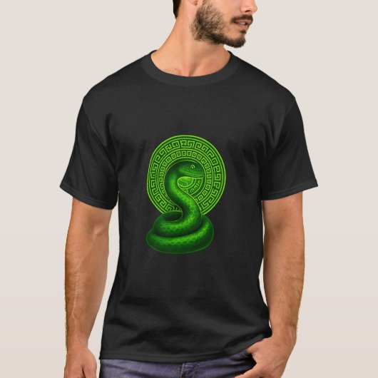 Neon Green Serpent Mandala T-Shirt (Devant)