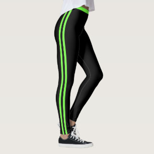 Neon Green Side Stripe Black Leggings Vos couleurs