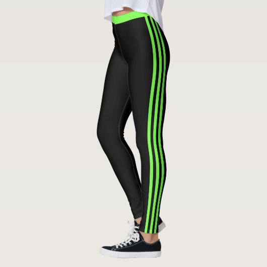 Neon Green Side Stripe Zwarte Leggings Kies Kleur (Links)
