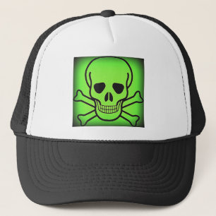 NEON GREEN SKULL AND CROSSBONES PRINT TRUCKER PET