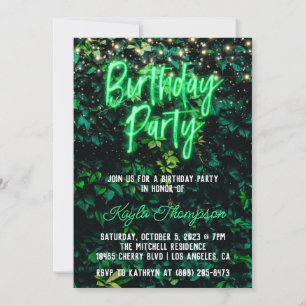 Neon Green Wall Green Invitation de fête d'anniver