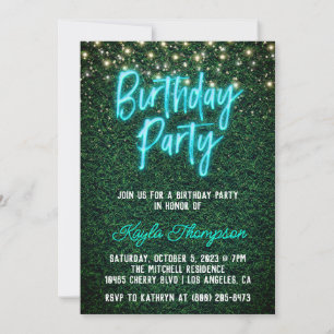 Neon Green Wall Green Invitation de fête d'anniver