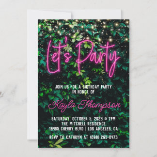 Neon Green Wall Invitation fêtée