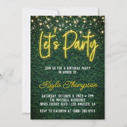 Neon Green Wall Invitation fêtée (Dos)