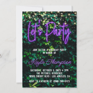 Neon Green Wall Invitation fêtée