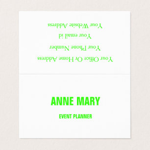 Neon Green White Custom Color Wedding Event Trendy Visitekaartjes