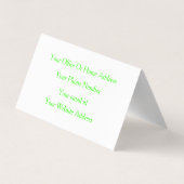 Neon Green White Custom Colour Weddenschap Event C Visitekaartjes (Achterkant)