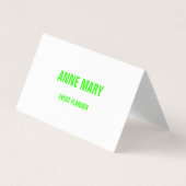Neon Green White Custom Colour Weddenschap Event C Visitekaartjes (Voorkant)