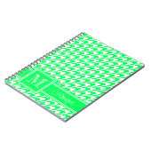 Neon Green White Houndstooth | Modern monogram Notitieboek (Linkerzijde)
