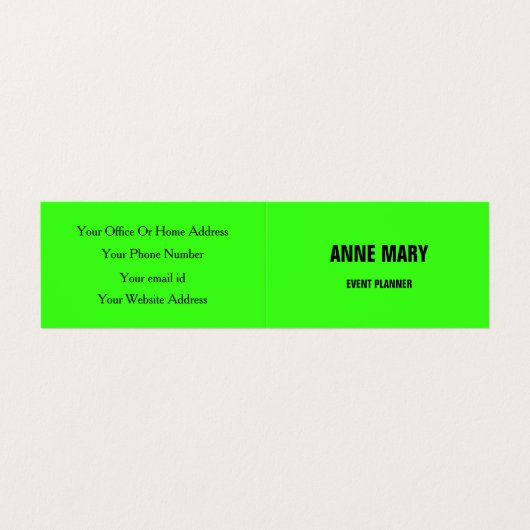 Neon Green White, whitebruiloft, gebeurtenissenpla Visitekaartjes (Buitenkant ongevouwen)
