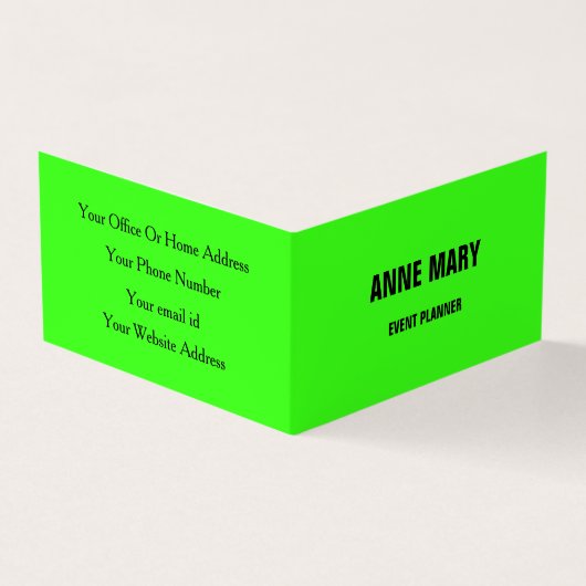 Neon Green White, whitebruiloft, gebeurtenissenpla Visitekaartjes (Buitenkant)