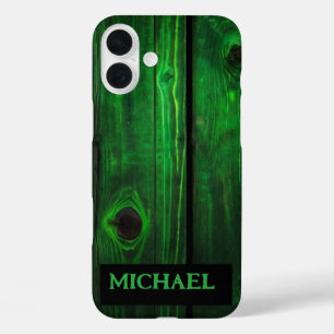 Neon Green Wood Moderne Abstracte iPhone / iPad ho 16 Plus Hoesje