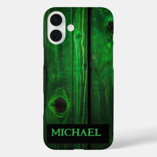 Neon Green Wood Moderne Abstracte iPhone / iPad ho 16 Plus Hoesje