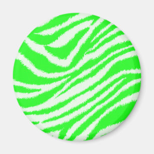 Neon Green Zebra Pattern Magneet
