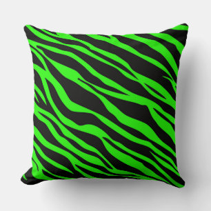 Neon Green Zebra Striped Kussen