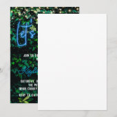 Neon Greenery Green Wall Let's Party Invitation Kaart (Voorkant / Achterkant)