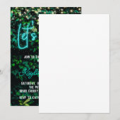 Neon Greenery Green Wall Let's Party Invitation Kaart (Voorkant / Achterkant)