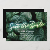 Neon Greenery Modern Tropical Save the Date Kaart (Voorkant / Achterkant)