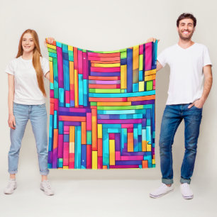 Neon Grid - Kleurrijk Abstract Mozaïek Fleece Deken