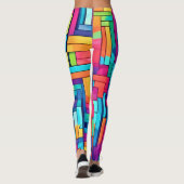 Neon Grid - Kleurrijk Abstract Mozaïek Leggings (Achterkant)