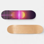 Néon Grille Coucher de soleil Synthwave Skateboard (Horz)