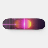 Néon Grille Coucher de soleil Synthwave Skateboard (Horz)