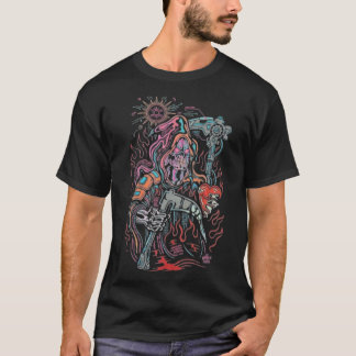 Neon Grim Reaper: Cyberpunk stijl dood T-shirt
