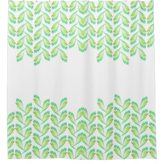 Neon groen blad - fractal art, douchegordijn (Voorkant)