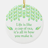 Neon groen blad - fractal kunst, Iers gezegde, Keramisch Ornament (Voorkant)