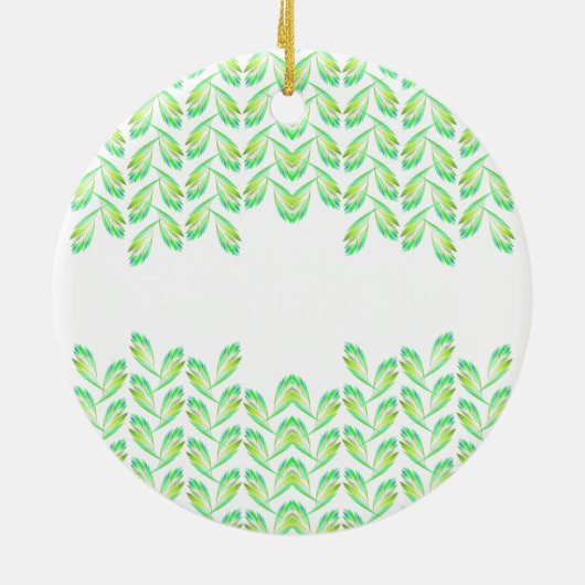 Neon groen blad - fractal kunst, Iers gezegde, Keramisch Ornament (Achterkant)