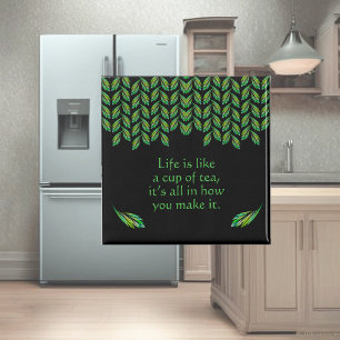 Neon groen blad - fractal kunst, Iers gezegde, Magneet