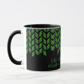 Neon groen blad - fractal kunst, Iers gezegde, Mok (Links)