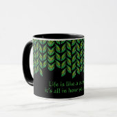 Neon groen blad - fractal kunst, Iers gezegde, Mok (Voorkant links)