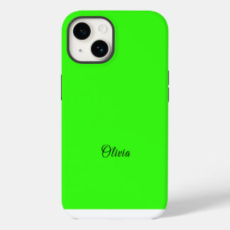 Neon Groen Effen Kleur Aangepaste Naam iPhone 14 Hoesje